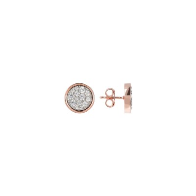Boucles d'oreilles Bronzallure Altissima en métal doré rose à l'or fin 18 carats et zircon