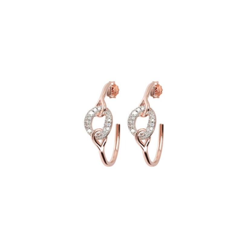 Boucles d'oreilles Bronzallure Altissima en métal doré rose à l'or fin 18 carats et oxydes de zirconium