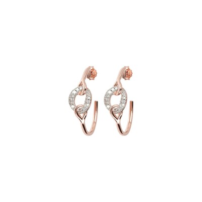 Boucles d'oreilles Bronzallure Altissima en métal doré rose à l'or fin 18 carats et oxydes de zirconium