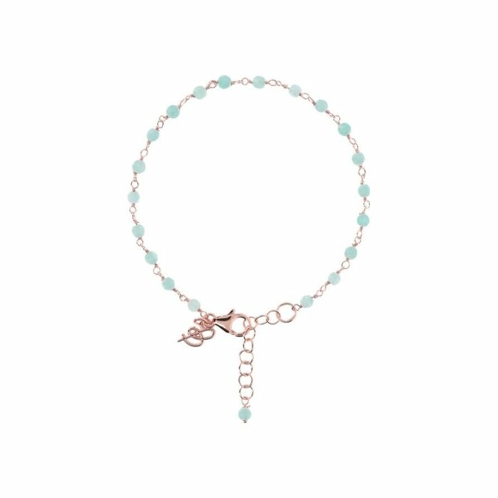 Bracelet Bronzallure Chapelet en plaqué or rose et quartz bleus clairs