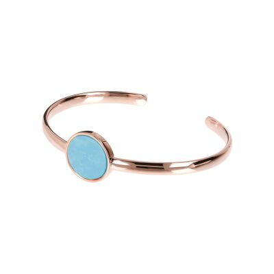 Bracelet rigide Bronzallure Alba en métal doré rose à l'or fin 18 carats et magnésite