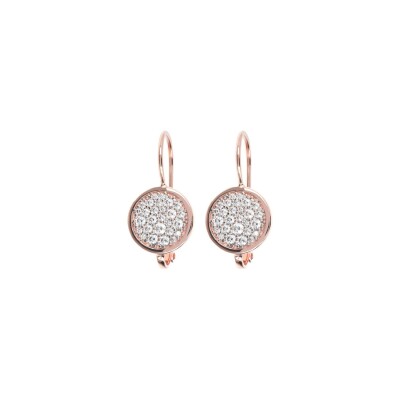 Boucles d'oreilles Bronzallure Altissima en métal doré rose à l'or fin 18 carats et oxydes de zirconium