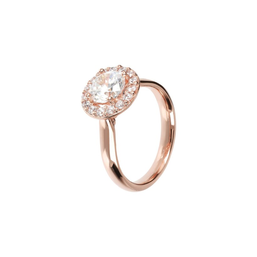 Solitaire Bronzallure Altissima en métal doré rose à l'or fin 18 carats et oxydes de zirconium, taille 54