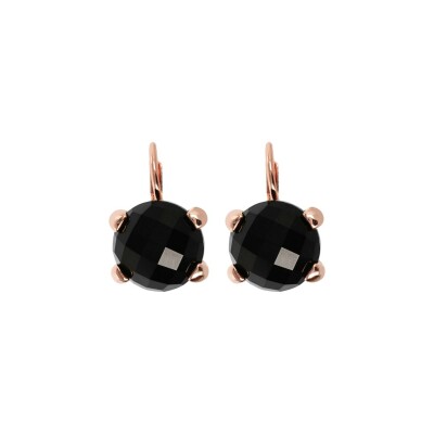 Boucles d'oreilles Bronzallure Felicia en métal doré rose à l'or fin 18 carats et onyx