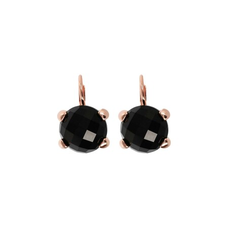 Boucles d'oreilles Bronzallure Felicia en métal doré rose à l'or fin 18 carats et onyx