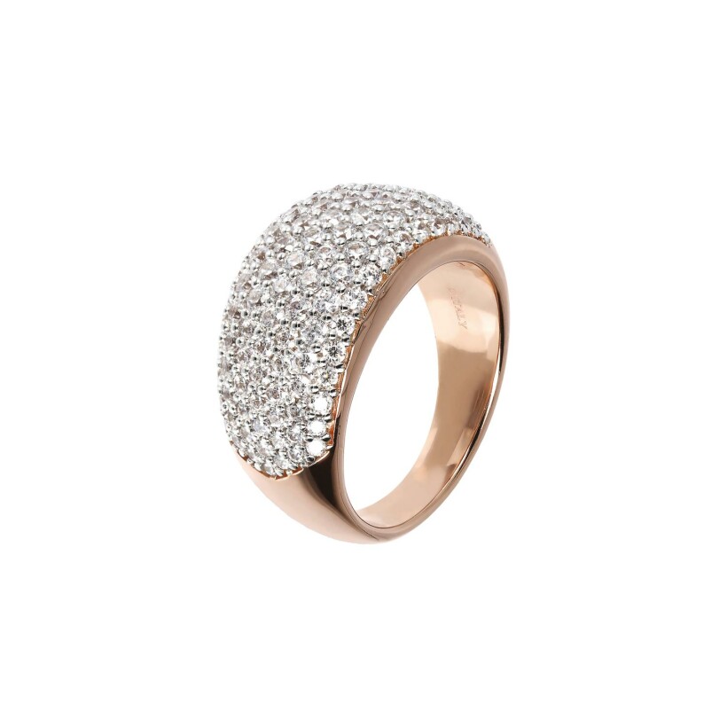 Bague Bronzallure Altissima en métal doré rose à l'or fin 18 carats et oxydes de zirconium, taille 54