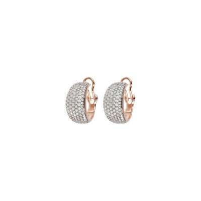 Boucles d'oreilles Bronzallure Altissima en métal doré rose à l'or fin 18 carats et oxydes de zirconium