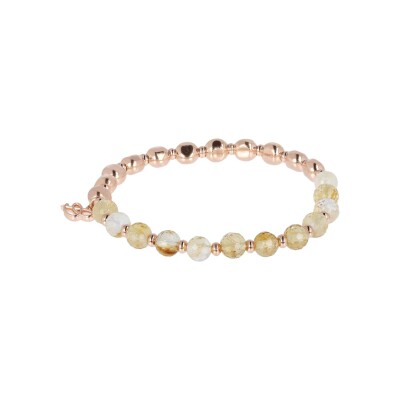 Bracelet Bronzallure Variegata en métal doré rose à l'or fin 18 carats et citrine