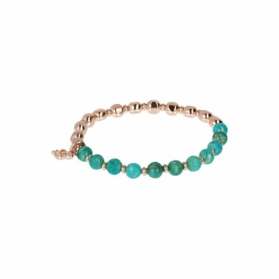 Bracelet Bronzallure en métal doré rose à l'or fin 18 carats et amazonite