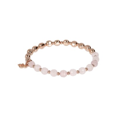 Bracelet Bronzallure Variegata en métal doré rose à l'or fin 18 carats et quartz rose