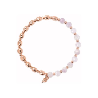 Bracelet Bronzallure Felicia en métal doré rose à l'or fin 18 carats et améthyste