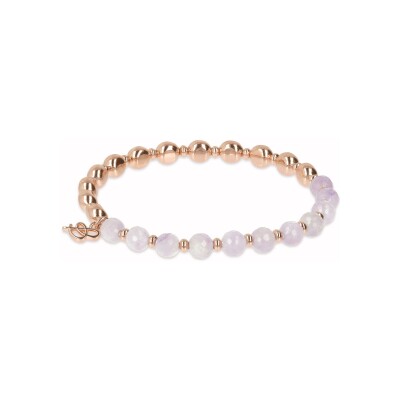 Bracelet Bronzallure Felicia en métal doré rose à l'or fin 18 carats et améthyste
