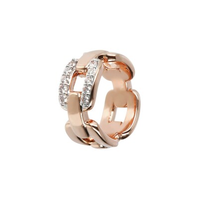 Bague Bronzallure Altissima en métal doré rose à l'or fin 18 carats et oxydes de zirconium, taille 56