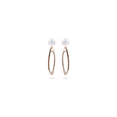 Boucles d'oreilles Bronzallure Maxima en métal doré rose à l'or fin 18 carats et perle