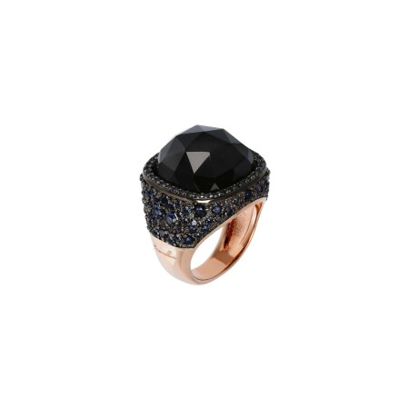 Bague Bronzallure Preziosa en métal doré rose à l'or fin 18 carats, onyx et pierres naturelles