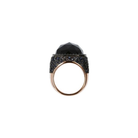 Bague Bronzallure Preziosa en métal doré rose à l'or fin 18 carats, onyx et pierres naturelles