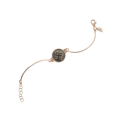 Bracelet Bronzallure Alba en métal doré rose à l'or fin 18 carats, perle et spinelle