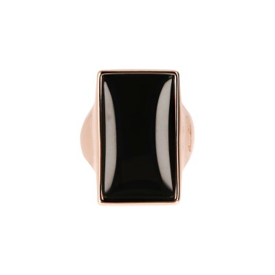 Bague Bronzallure Alba en métal doré rose à l'or fin 18 carats et onyx, taille M