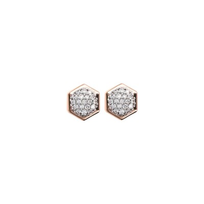 Boucles d'oreilles Bronzallure Altissima en métal doré rose à l'or fin 18 carats et zircon