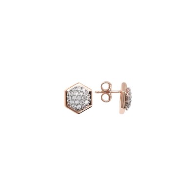 Boucles d'oreilles Bronzallure Altissima en métal doré rose à l'or fin 18 carats et zircon