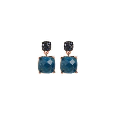 Boucles d'oreilles Bronzallure Preziosa en métal doré rose à l'or fin 18 carats et apatite