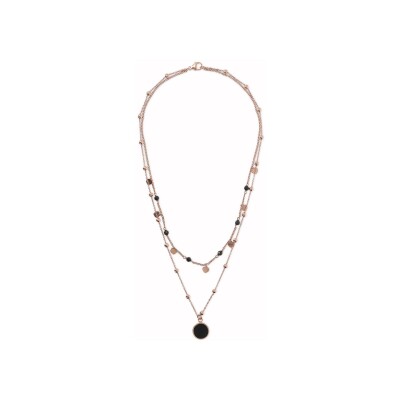 Collier Bronzallure Alba en métal doré rose à l'or fin 18 carats et onyx