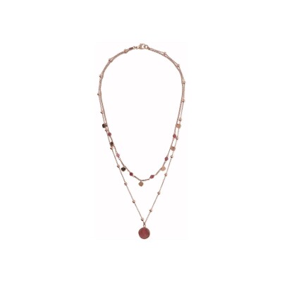 Collier Bronzallure Alba en métal doré rose à l'or fin 18 carats et quartz