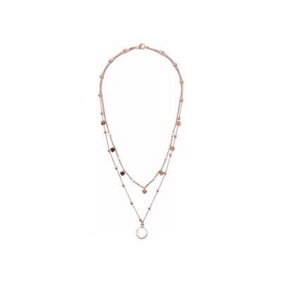 Collier Bronzallure Alba en métal doré rose à l'or fin 18 carats et nacre