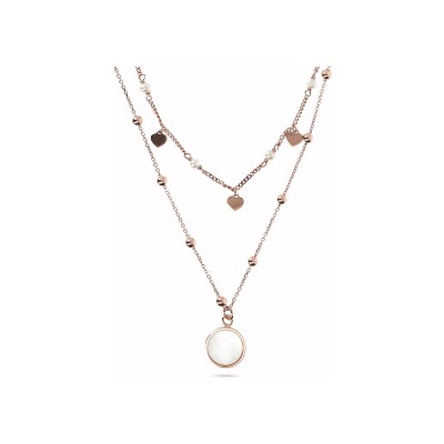 Collier Bronzallure Alba en métal doré rose à l'or fin 18 carats et nacre