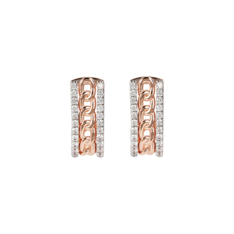 Boucles d'oreilles Bronzallure Altissima en métal doré rose à l'or fin 18 carats et oxydes de zirconium