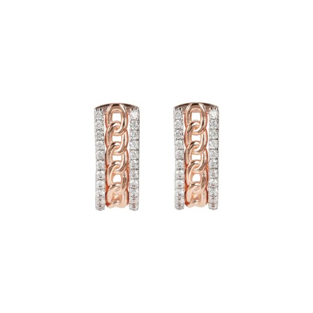 Boucles d'oreilles Bronzallure Altissima en métal doré rose à l'or fin 18 carats et oxydes de zirconium