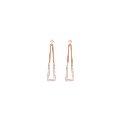 Boucles d'oreilles Bronzallure Altissima en métal doré rose à l'or fin 18 carats et oxydes de zirconium