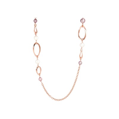 Collier Bronzallure Maxima en métal doré rose et perle de culture d'eau douce