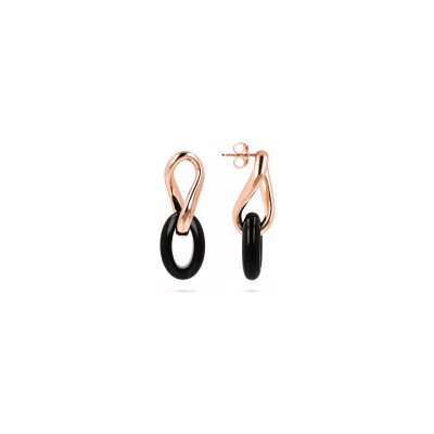 Boucles d'oreilles Bronzallure Felicia en métal doré rose à l'or fin 18 carats et onyx