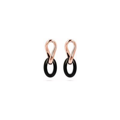 Boucles d'oreilles Bronzallure Felicia en métal doré rose à l'or fin 18 carats et onyx