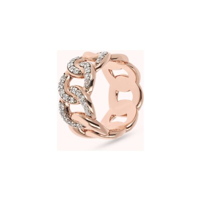 Bague Bronzallure Altissima en métal doré rose à l'or fin 18 carats et zircon, taille 56