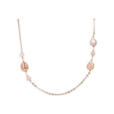 Collier Bronzallure Maxima en métal doré rose à l'or fin 18 carats et perle