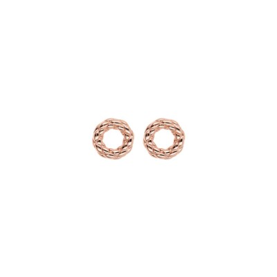 Boucles d'oreilles Bronzallure rondes matelassées en métal doré rose à l'or fin 18 carats