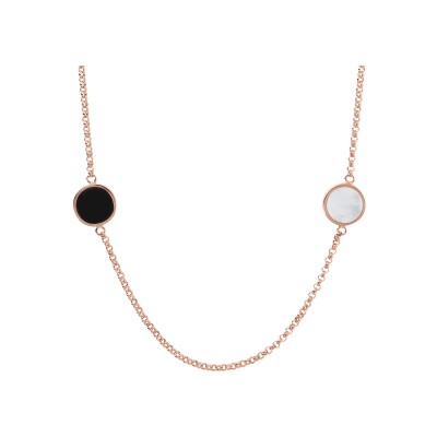 Collier Bronzallure Alba en métal doré rose à l'or fin 18 carats, nacre et onyx