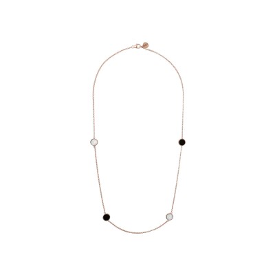 Collier Bronzallure Alba en métal doré rose à l'or fin 18 carats, nacre et onyx