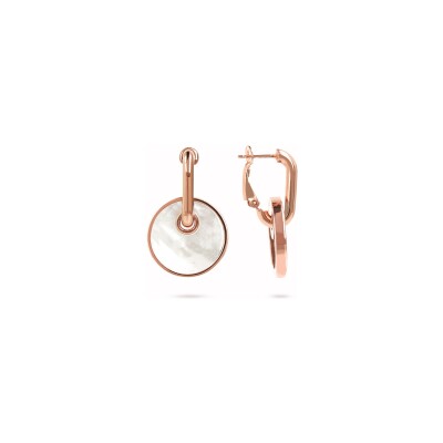 Boucles d'oreilles Bronzallure Alba en métal doré rose à l'or fin 18 carats et nacre