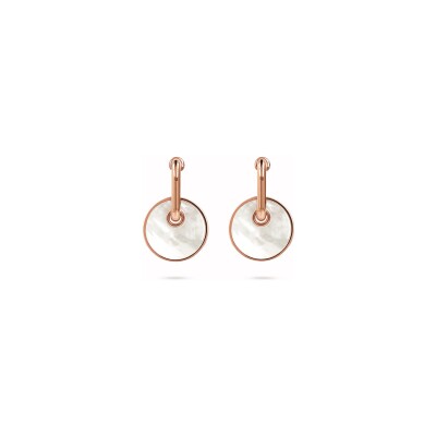 Boucles d'oreilles Bronzallure Alba en métal doré rose à l'or fin 18 carats et nacre