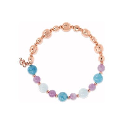 Bracelet Bronzallure Felicia en métal doré rose à l'or fin 18 carats et quartz