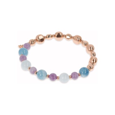 Bracelet Bronzallure Felicia en métal doré rose à l'or fin 18 carats et quartz