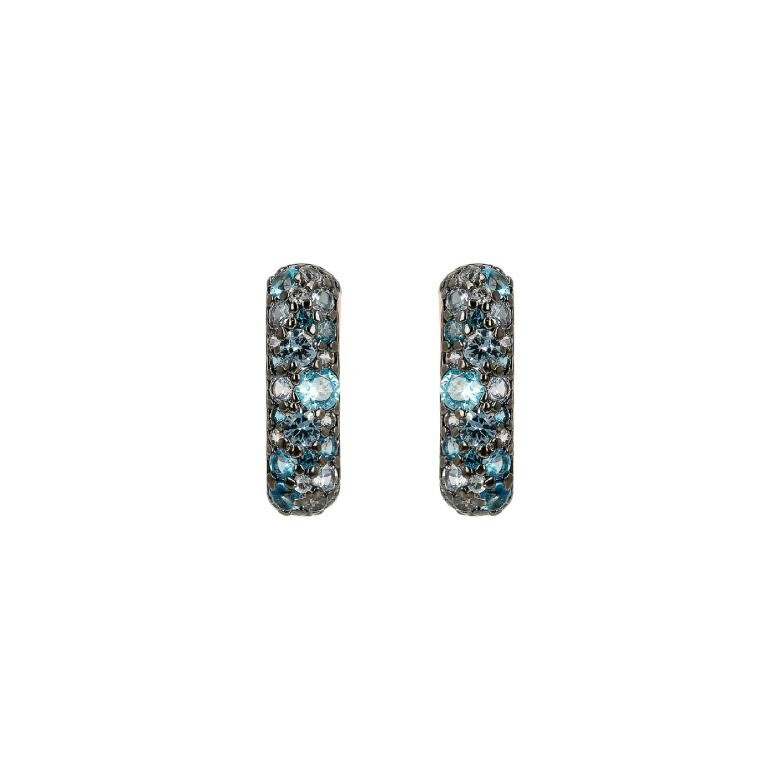 Boucles d'oreilles Bronzallure en plaqué or rose et zircons bleus