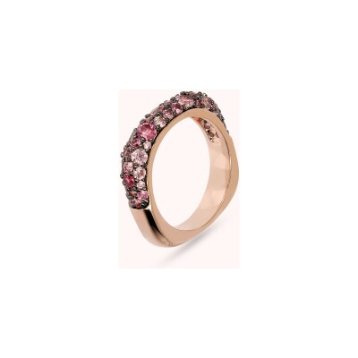 Bague Bronzallure Altissima en métal doré rose à l'or fin 18 carats et zircon, taille 56