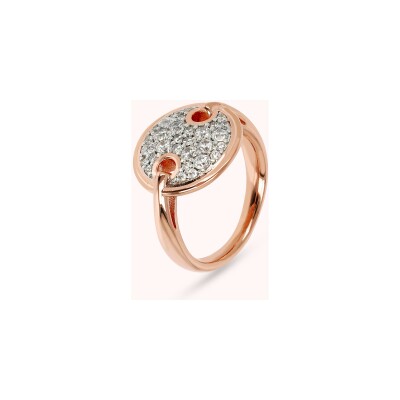 Bague Bronzallure Altissima en métal doré rose à l'or fin 18 carats et zircon, taille 56