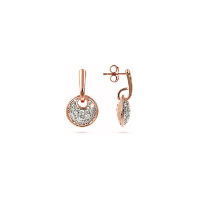 Boucles d'oreilles Bronzallure Altissima en métal doré rose à l'or fin 18 carats et zircon