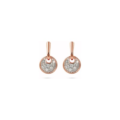 Boucles d'oreilles Bronzallure Altissima en métal doré rose à l'or fin 18 carats et zircon