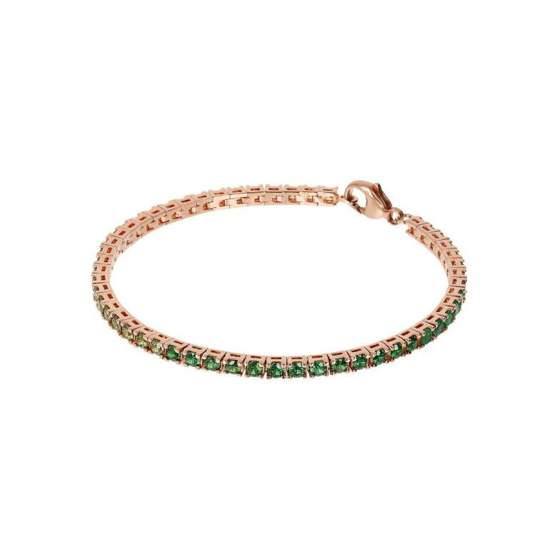 Bracelet Bronzallure effet dégradé en plaqué or rose et zircons verts